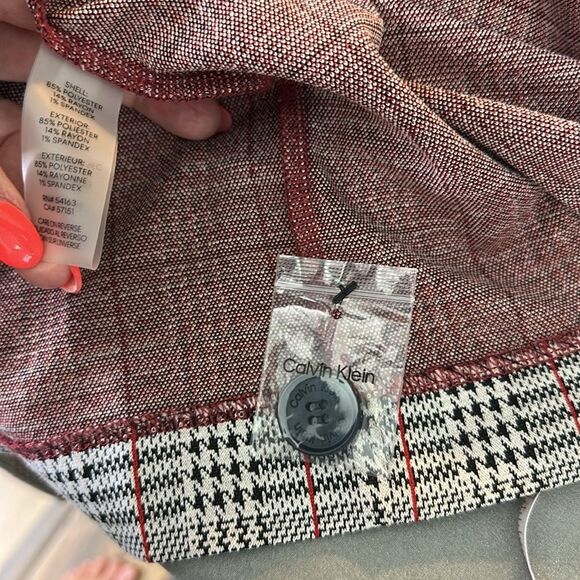 Calvin Klein Houndstooth Plaid Blazer 2X Jacket Partial Tags * - Picture 13 of 15